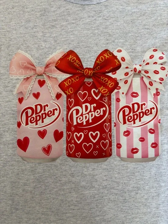 Gildan Gray Tee with Pink & Red Dr Pepper Bottle Graphics - Picture 2 of 3